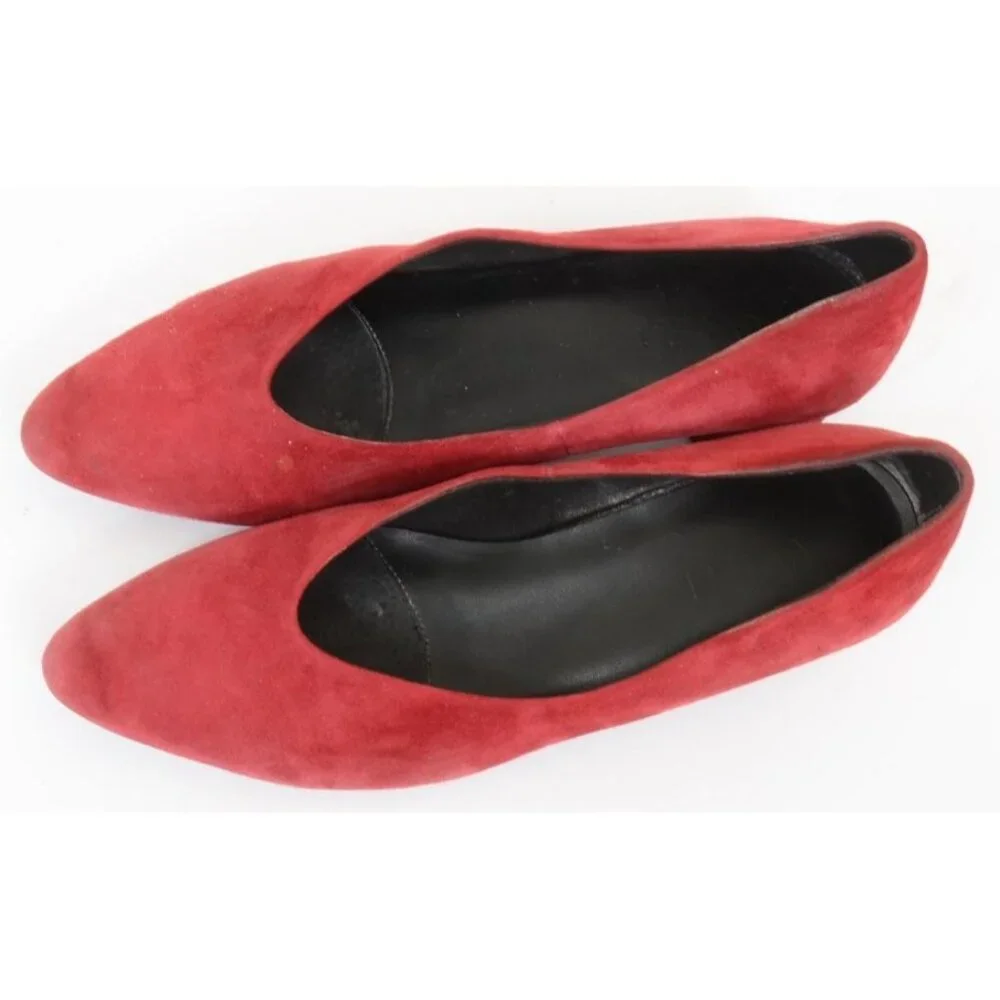 Vaneli Red Suede Leather Fabric Low Heel‎ Career Pumps Slip On Shoes Size 8B